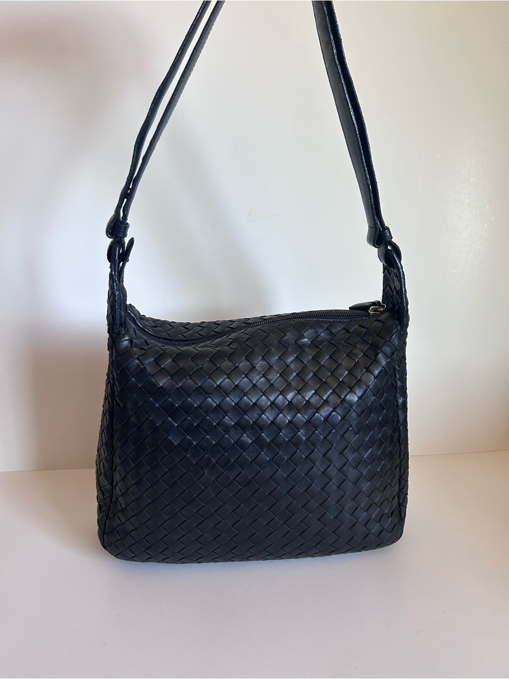 Bottega Veneta Black Intrecciato Woven Shoulder Bag